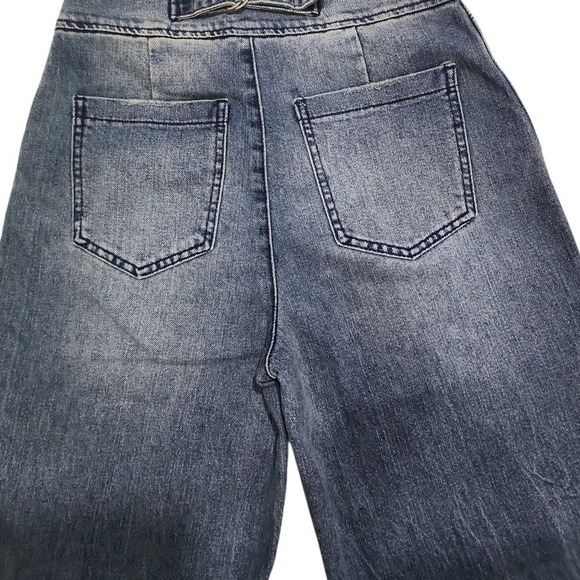 House of Harlow 1960 Women 26 Blue Wide Leg High Rise Denim Jeans Hippie Retro - Picture 12 of 14